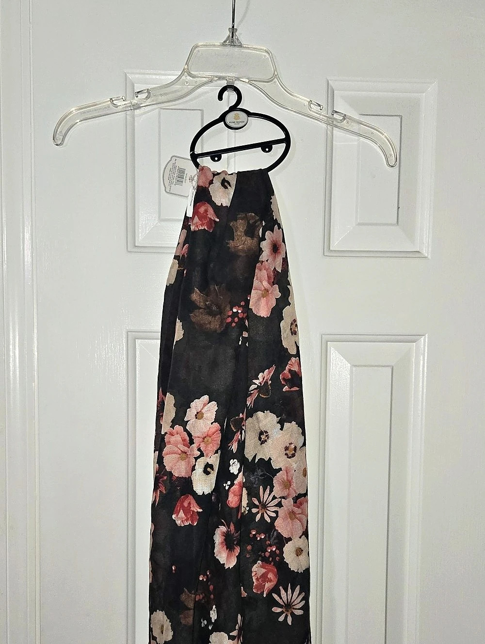 Pure Honey Floral Scarf in Black & Pink Like New